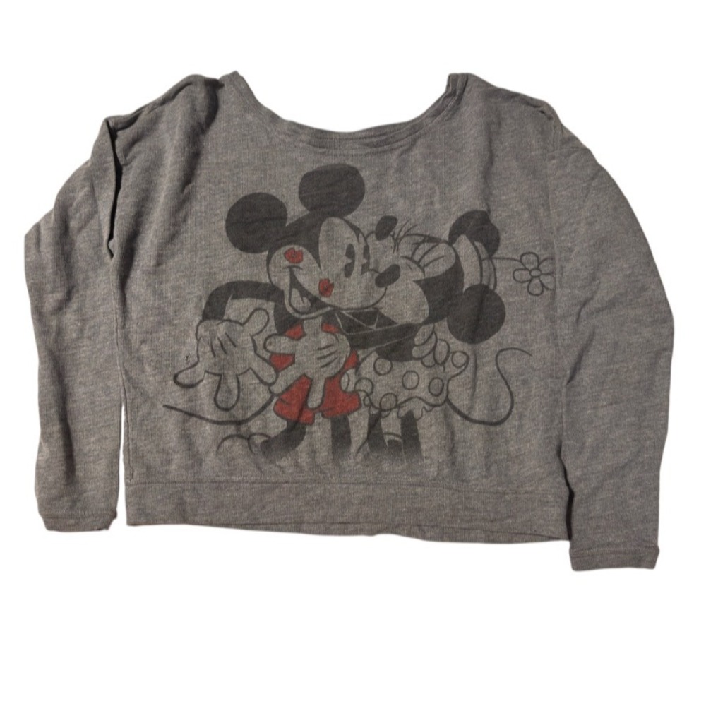 Disney Gray Mickey & Minnie Graphic Sweatshirt with Red Accents
